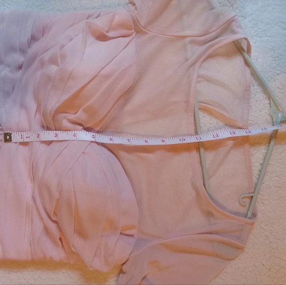 David's Bridal Illusion Short Sleeve Mesh Dress Size 8 Petal Pink - Picture 5 of 9